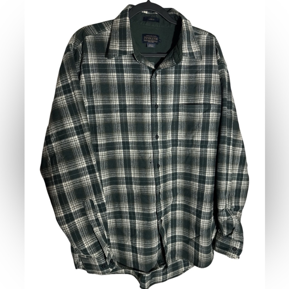 Pendleton Lodge Shirt XL 100% Virgin Wool Green Ombre flaw